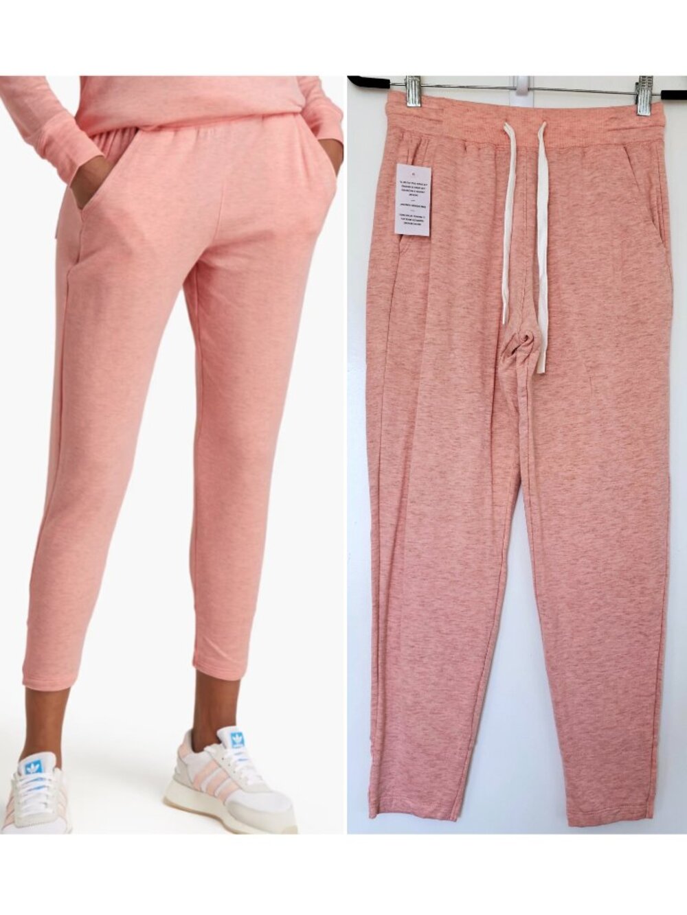 SplitS59 Reena Modal Fleece 7/8 Joggers Sweatpants Lounge Pants Grapefruit Pink